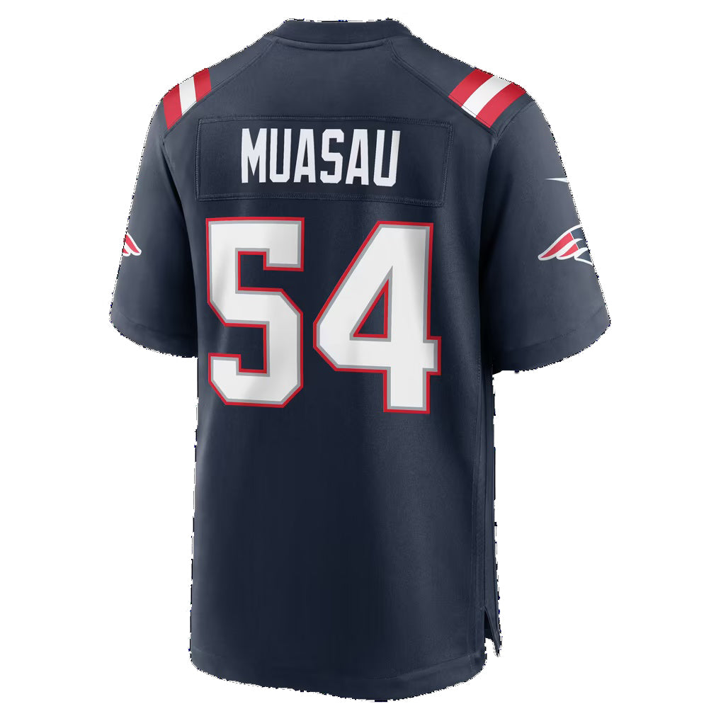 NE.Patriots #54 Darius Muasau Navy Team Game Football jersey Fedasgoge