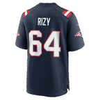 NE.Patriots #64 Jacob Rizy Navy Team Game Football jersey Fedasgoge
