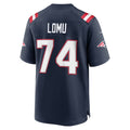 NE.Patriots #74 Caleb Lomu Navy Team Game Jersey Fedasgoge
