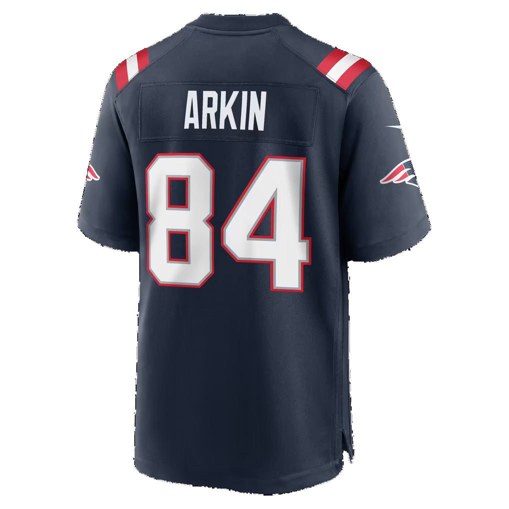NE.Patriots #84 Tanner Arkin Navy Team Game Football jersey Fedasgoge