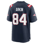 NE.Patriots #84 Tanner Arkin Navy Team Game Football jersey Fedasgoge