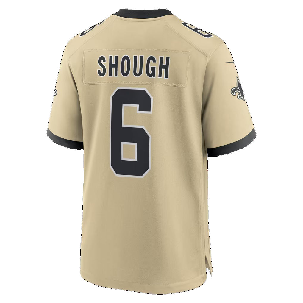 NO.Saints #6 Tyler Shough Gold Alternate 60th Season Game Football jersey Fedasgoge
