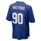 NY.Giants #90 PJ Mustipher Royal Team Game Jersey Fedasgoge