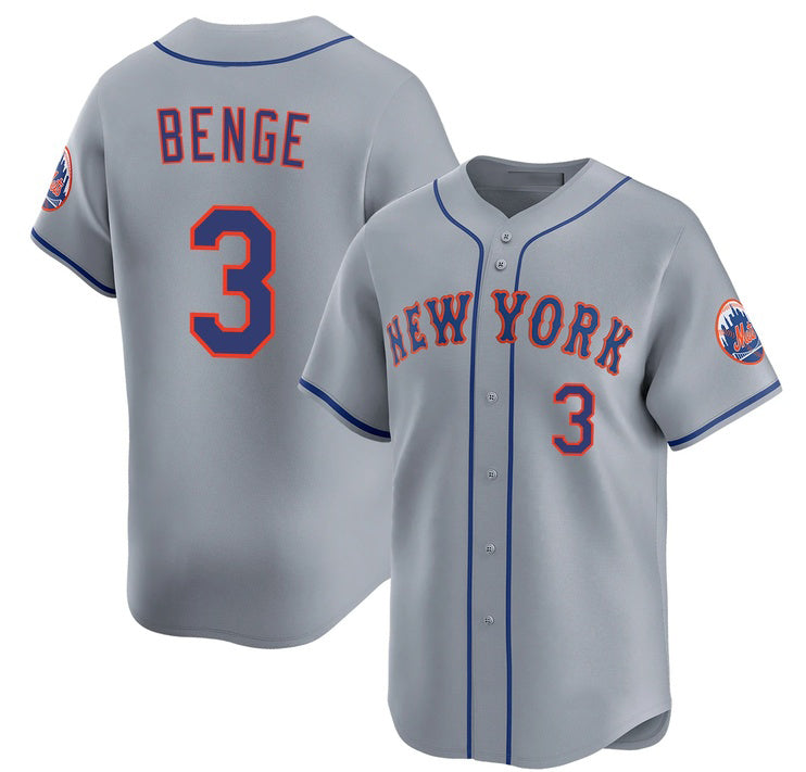 New York Mets #3 Carson Benge 2026 Gray Limited Stitched Jersey Fedasgoge