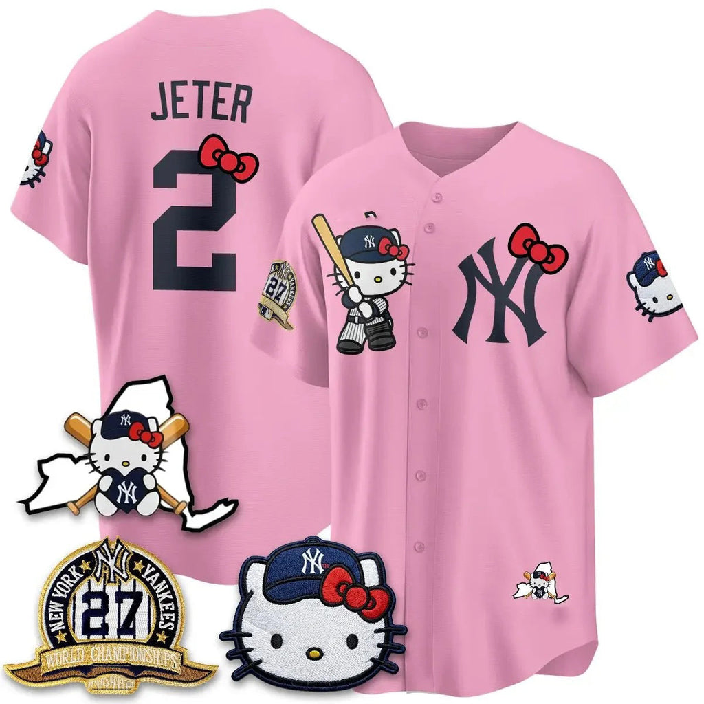 New York Yankees #2 Derek Jeter Pink Fedasgoge Meow KT 2026 Vapor Limited All Stitched Jersey