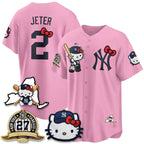 New York Yankees #2 Derek Jeter Pink Fedasgoge Meow KT 2026 Vapor Limited All Stitched Jersey