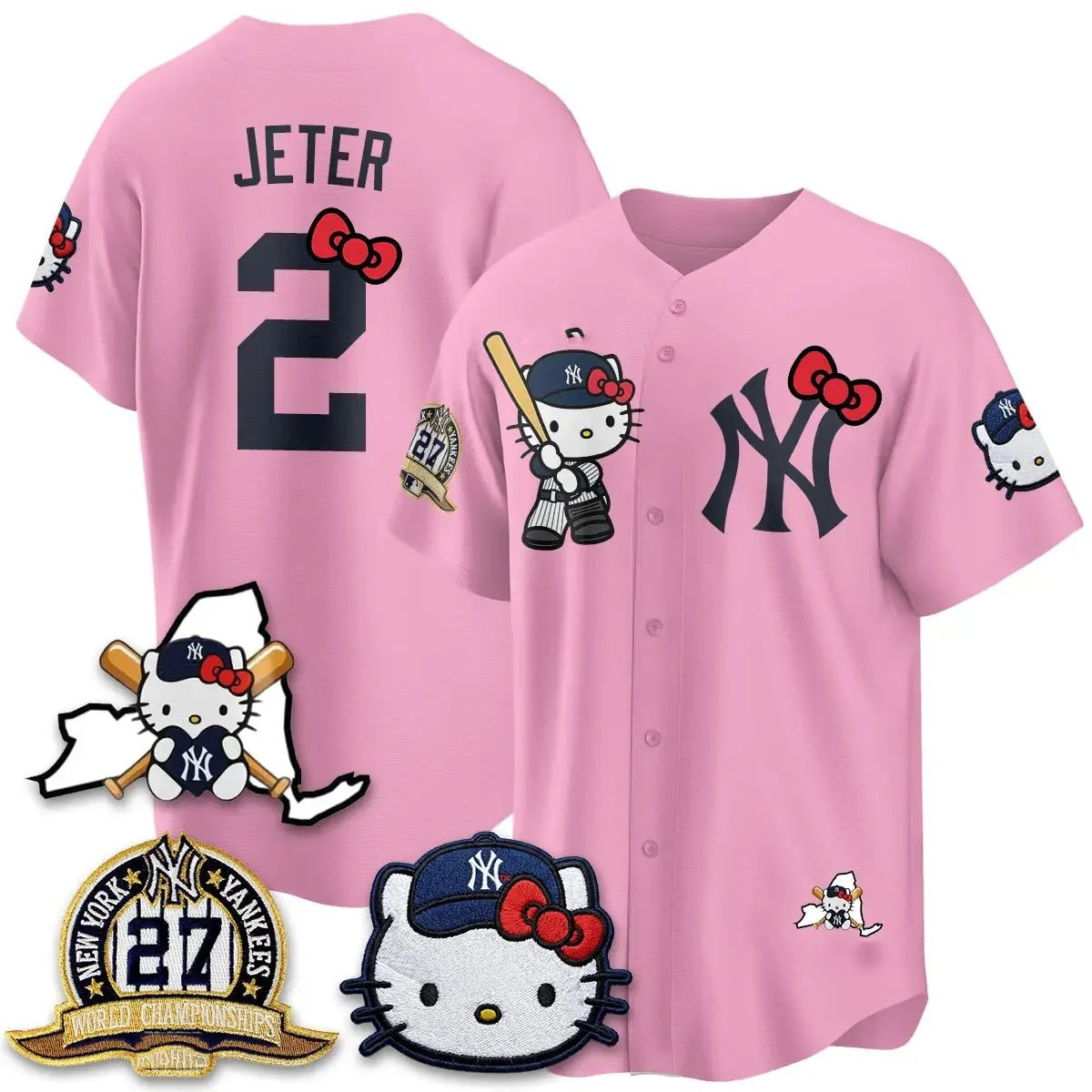 New York Yankees #2 Derek Jeter Pink Fedasgoge Meow KT 2026 Vapor Limited All Stitched Jersey