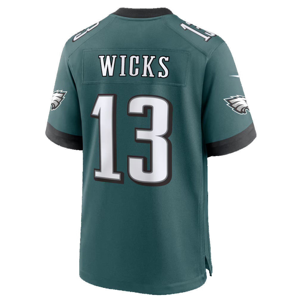P.Eagles #13 Dontayvion Wicks Midnight Green Team Game Jersey Fedasgoge