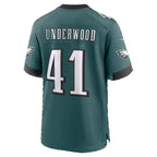 P.Eagles #41 Rocco Underwood Midnight Green Team Game Football jersey Fedasgoge