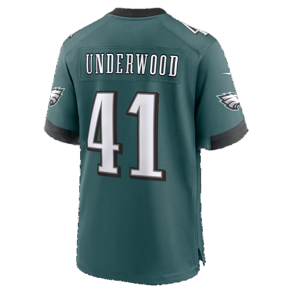 P.Eagles #41 Rocco Underwood Midnight Green Team Game Football jersey Fedasgoge