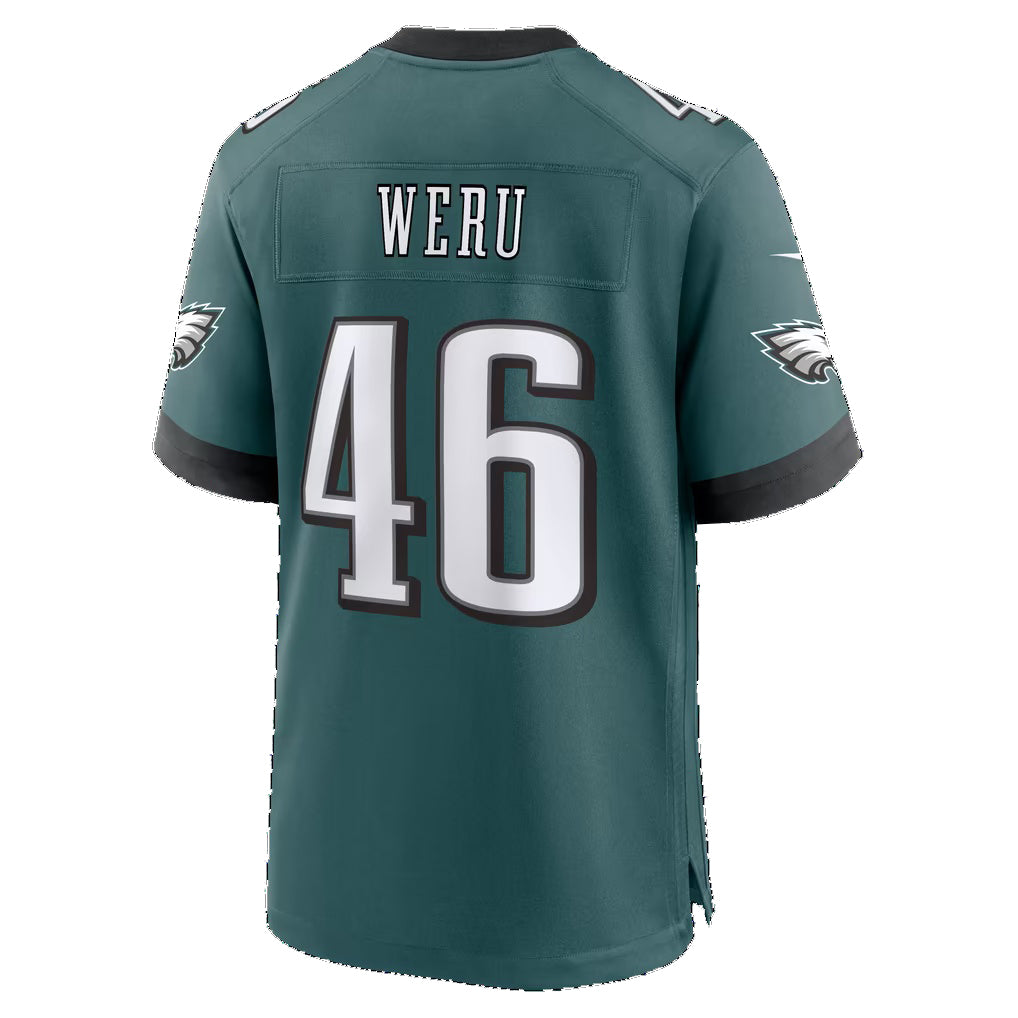 P.Eagles #46 Joshua Weru Midnight Green Team Game Football jersey Fedasgoge
