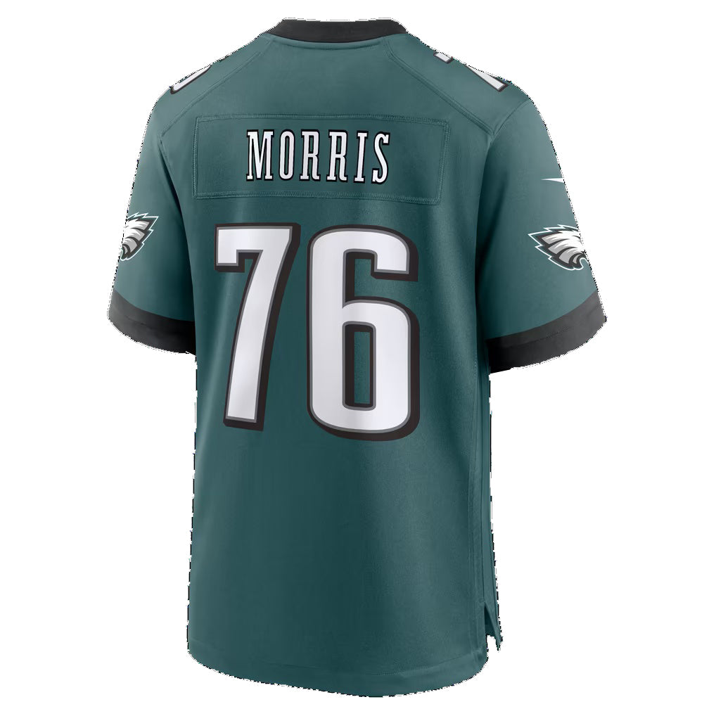 P.Eagles #76 Micah Morris Midnight Green Team Game Football jersey Fedasgoge