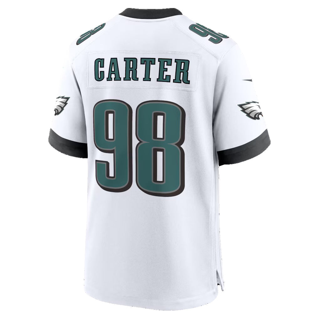 P.Eagles #98 Jalen Carter White Game Jersey Fedasgoge