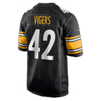 P.Steelers #42 Car'lin Vigers Black Team Game Football jersey Fedasgoge