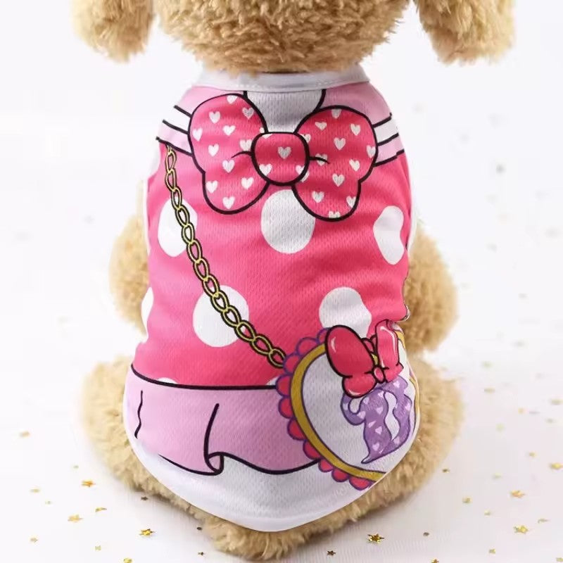 Pet Dog Clothes Cartoon Clothing Puppy Dogs Soft Vests Summer Shirt Casual T-Shirt for Small Pet Supplies - Pink