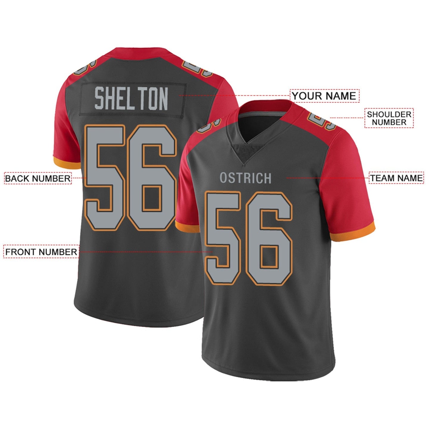 Custom Football Jerseys Team Player or Personalized Design Your Own Name for Men's Women's Youth Jerseys Red