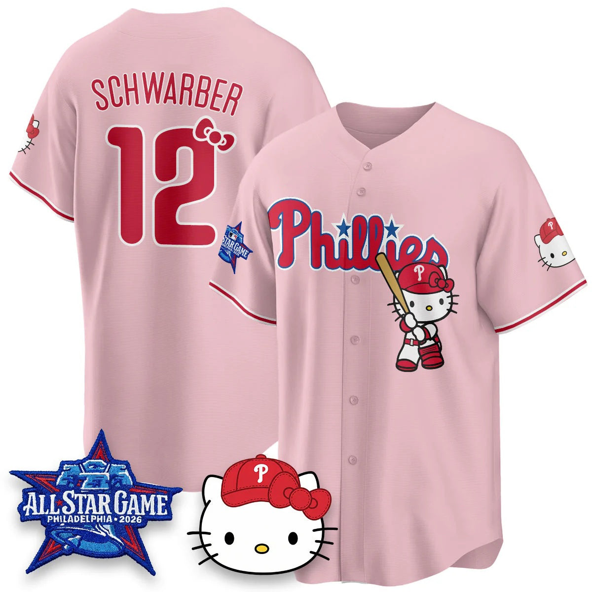 Philadelphia Phillies #12 Kyle Schwarbe Pink Fedasgoge Meow KT Vapor Limited V2 Stitched Jersey