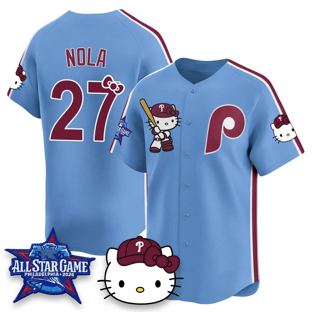Philadelphia Phillies #27 Aaron Nola Light Blue Fedasgoge Meow KT Vapor Limited V2 Stitched Jersey