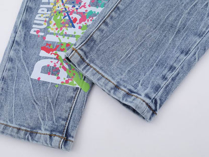 Men's Purple Fashionable Casual Jeans Pants Size 28-36