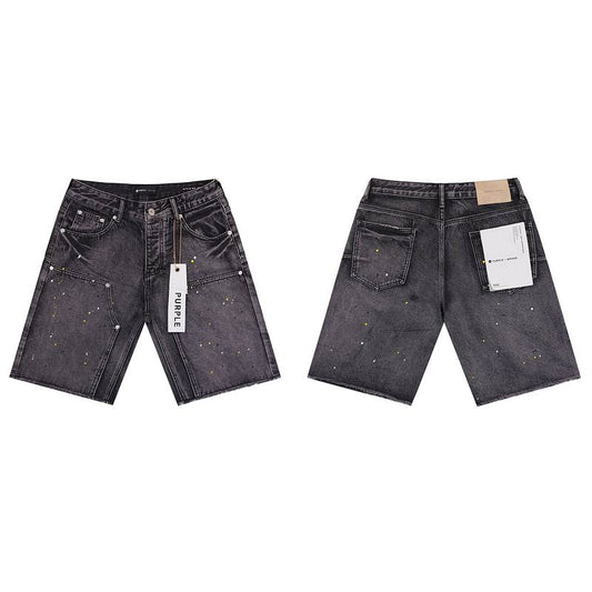 Men's Purple Denim Slim Fit Jeans Shorts Casual Straight Fit Summer Shorts 28-38