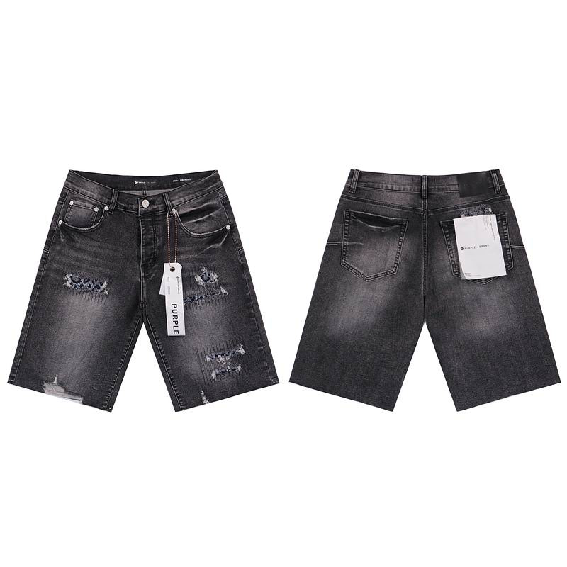 Men's Purple Denim Slim Fit Jeans Shorts Casual Straight Fit Summer Shorts 28-38