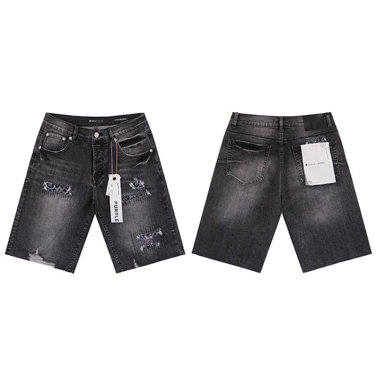 Men's Purple Denim Slim Fit Jeans Shorts Casual Straight Fit Summer Shorts 28-38