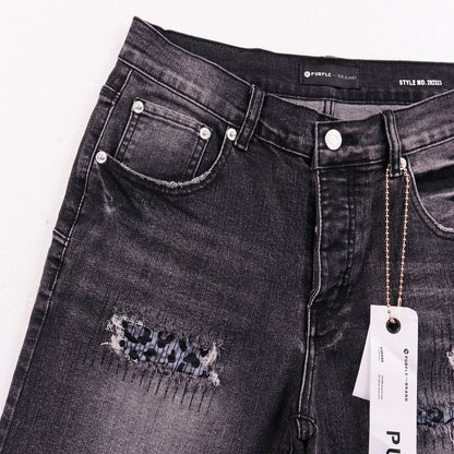 Men's Purple Denim Slim Fit Jeans Shorts Casual Straight Fit Summer Shorts 28-38