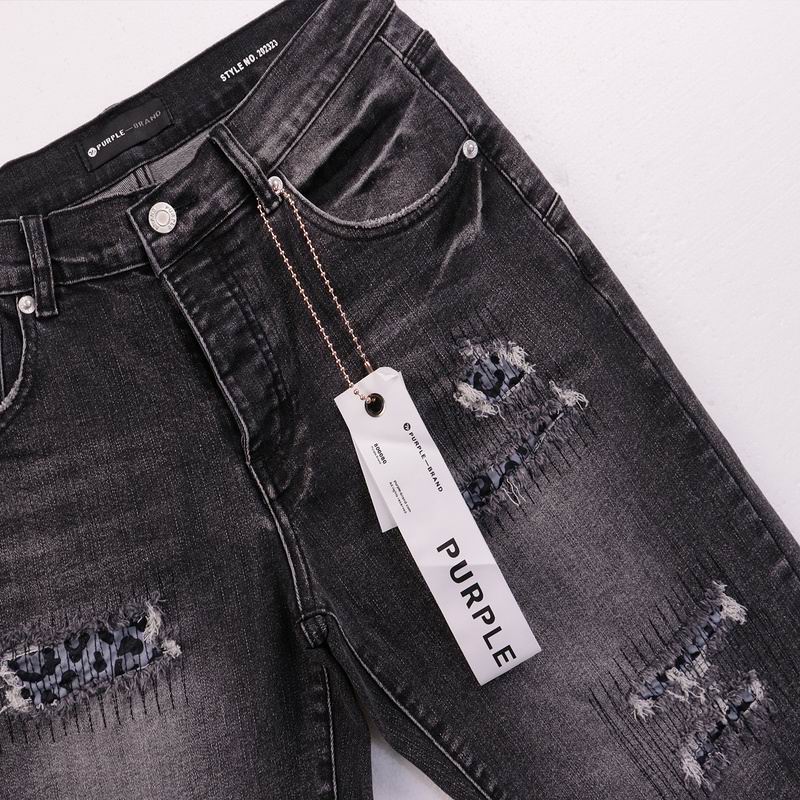 Men's Purple Denim Slim Fit Jeans Shorts Casual Straight Fit Summer Shorts 28-38