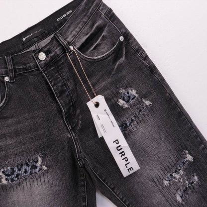 Men's Purple Denim Slim Fit Jeans Shorts Casual Straight Fit Summer Shorts 28-38