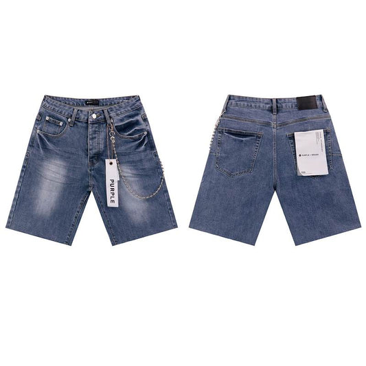 Men's Purple Denim Slim Fit Jeans Shorts Casual Straight Fit Summer Shorts 28-38