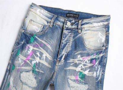 Men's Purple Fashionable Casual Jeans Pants Size 29-38