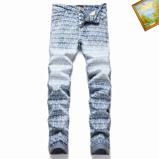 Men's Purple Fashionable Casual Jeans Pants Size 29-38