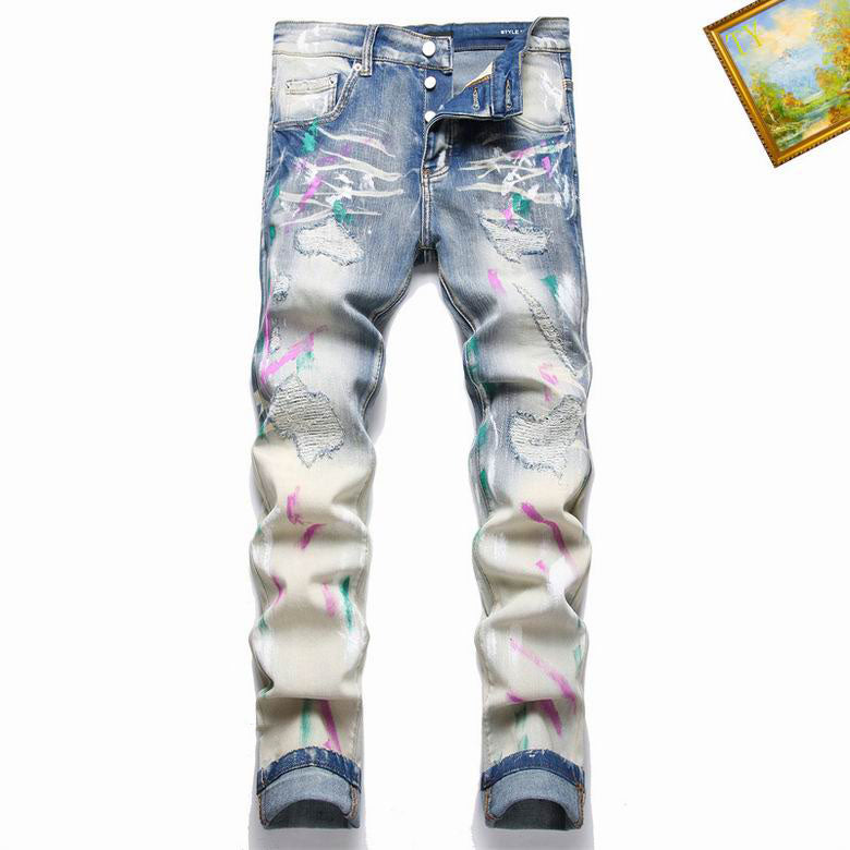 Men's Purple Fashionable Casual Jeans Pants Size 29-38