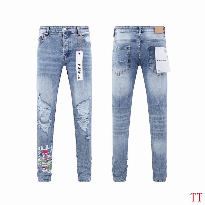 Men's Purple Fashionable Casual Jeans Pants Size 30-38