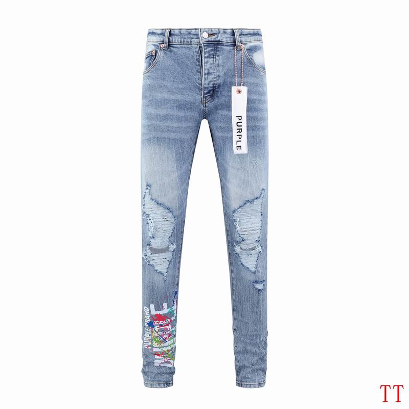 Men's Purple Fashionable Casual Jeans Pants Size 30-38