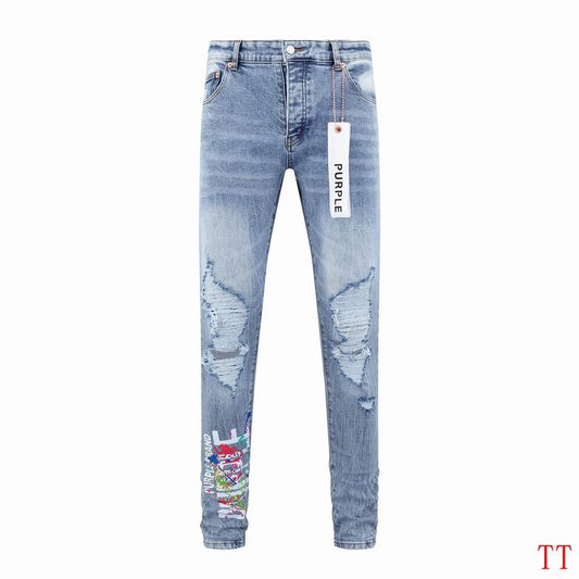 Men's Purple Fashionable Casual Jeans Pants Size 30-38