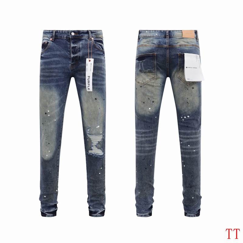 Men's Purple Fashionable Casual Jeans Pants Size 30-38