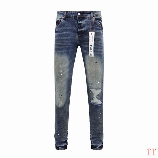 Men's Purple Fashionable Casual Jeans Pants Size 30-38
