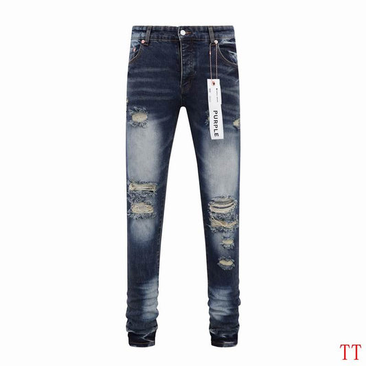 Men's Purple Fashionable Casual Jeans Pants Size 30-38