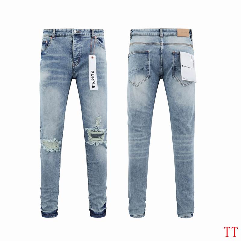 Men's Purple Fashionable Casual Jeans Pants Size 30-38