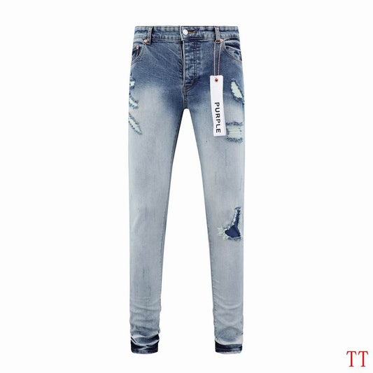 Men's Purple Fashionable Casual Jeans Pants Size 30-38