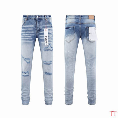 Men's Purple Fashionable Casual Jeans Pants Size 30-38