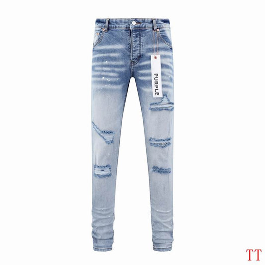 Men's Purple Fashionable Casual Jeans Pants Size 30-38