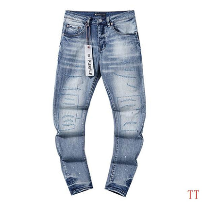 Men's Purple Fashionable Casual Jeans Pants Size 30-38