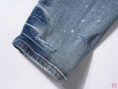 Men's Purple Fashionable Casual Jeans Pants Size 30-38