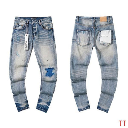 Men's Purple Fashionable Casual Jeans Pants Size 30-38