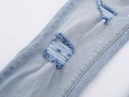 Men's Purple Fashionable Casual Jeans Pants Size 30-38