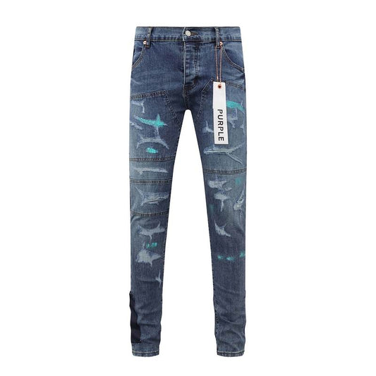 Men's Purple Fashionable Casual Jeans Pants Size 30-38