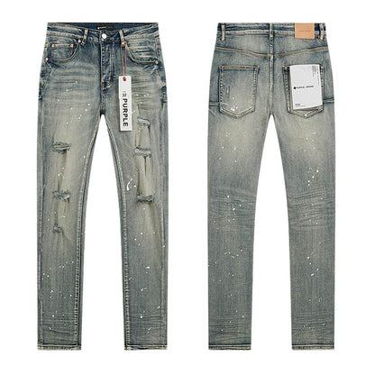 Men's Purple Fashionable Casual Jeans Pants Size 30-38