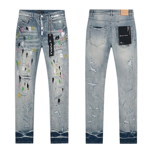 Men's Purple Fashionable Casual Jeans Pants Size 30-38